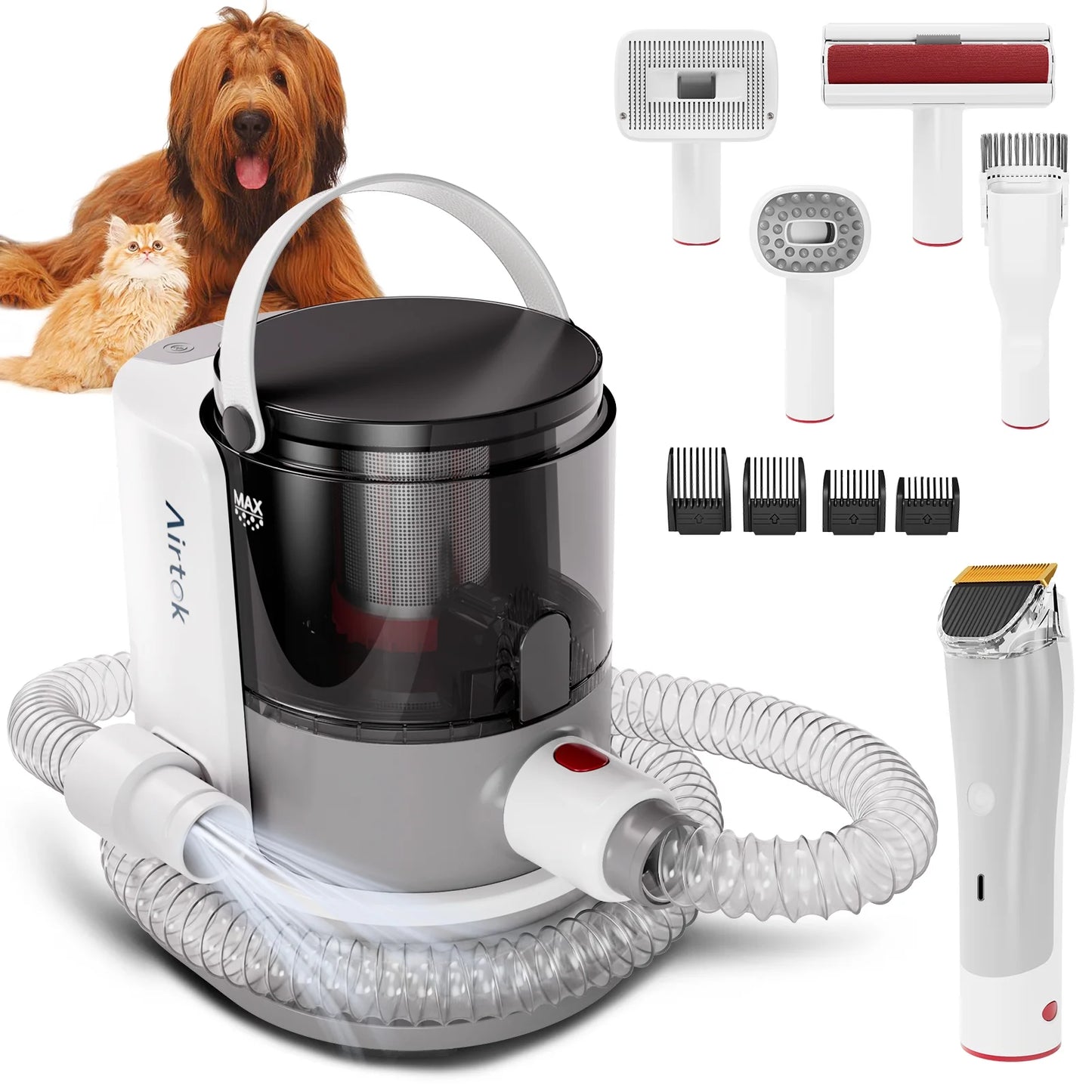 Pet Grooming Kit, Pet Grooming Vacuum, 7 Pet Grooming Tools, Pet Hair Clipper for Dogs/Cats/Other Animals