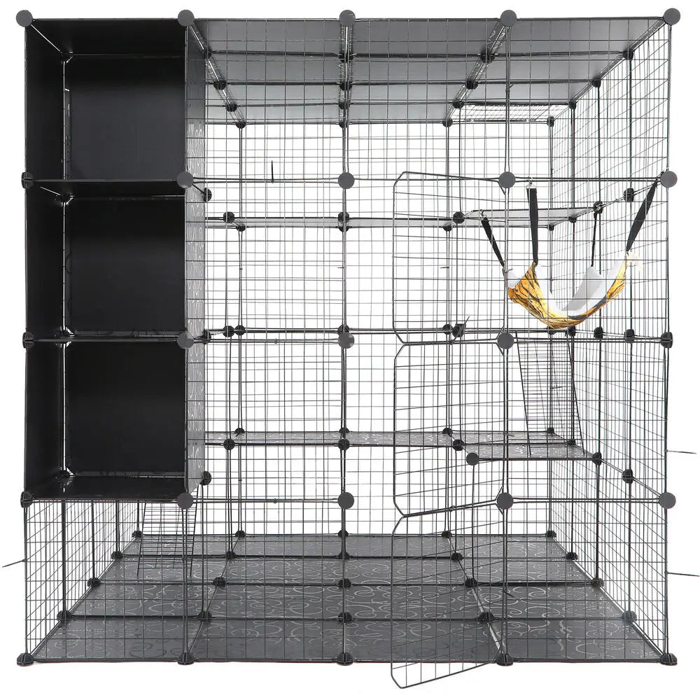 Cat Cage with Storage Cube DIY Indoor Catio Cat Enclosures Metal Cat Playpen Outdoor Enclosure