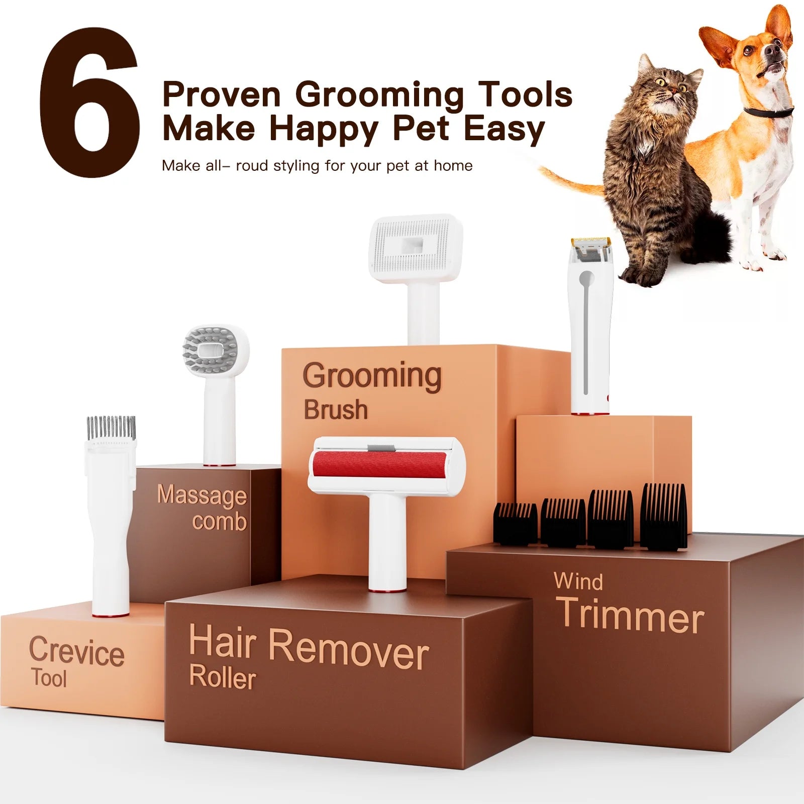 Pet Grooming Kit, Pet Grooming Vacuum, 7 Pet Grooming Tools, Pet Hair Clipper for Dogs/Cats/Other Animals