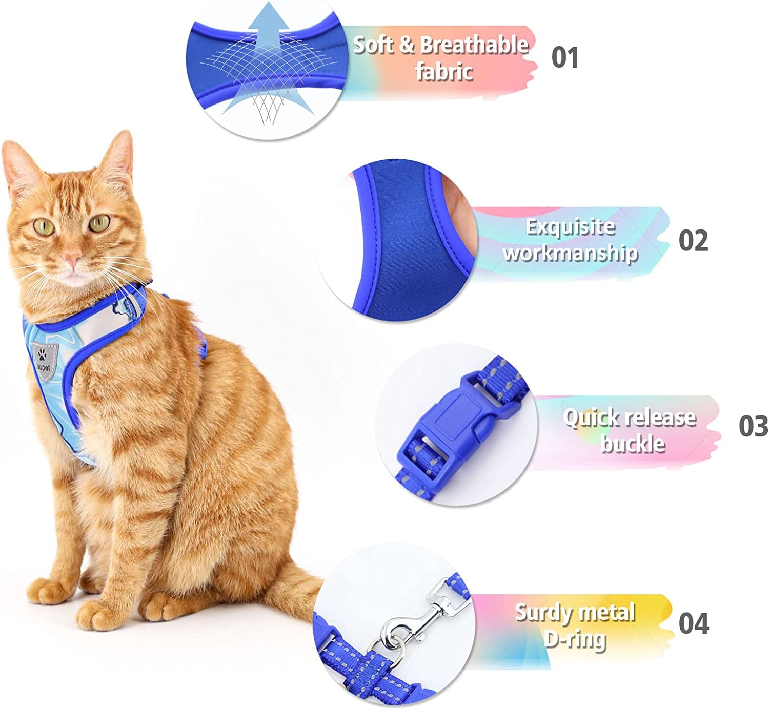 Cat Harness and Leash Escape Proof for Walking, Adjustable Cat Vest Harness and Leash Set for Large and Small Cats Kittens